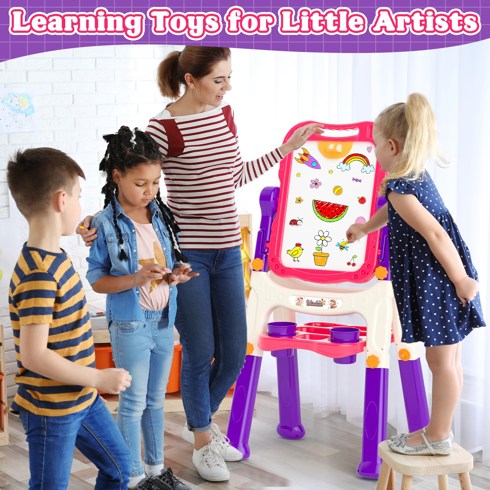 Weudear kids easel outdoor-play setup for indoor and outdoor learning.