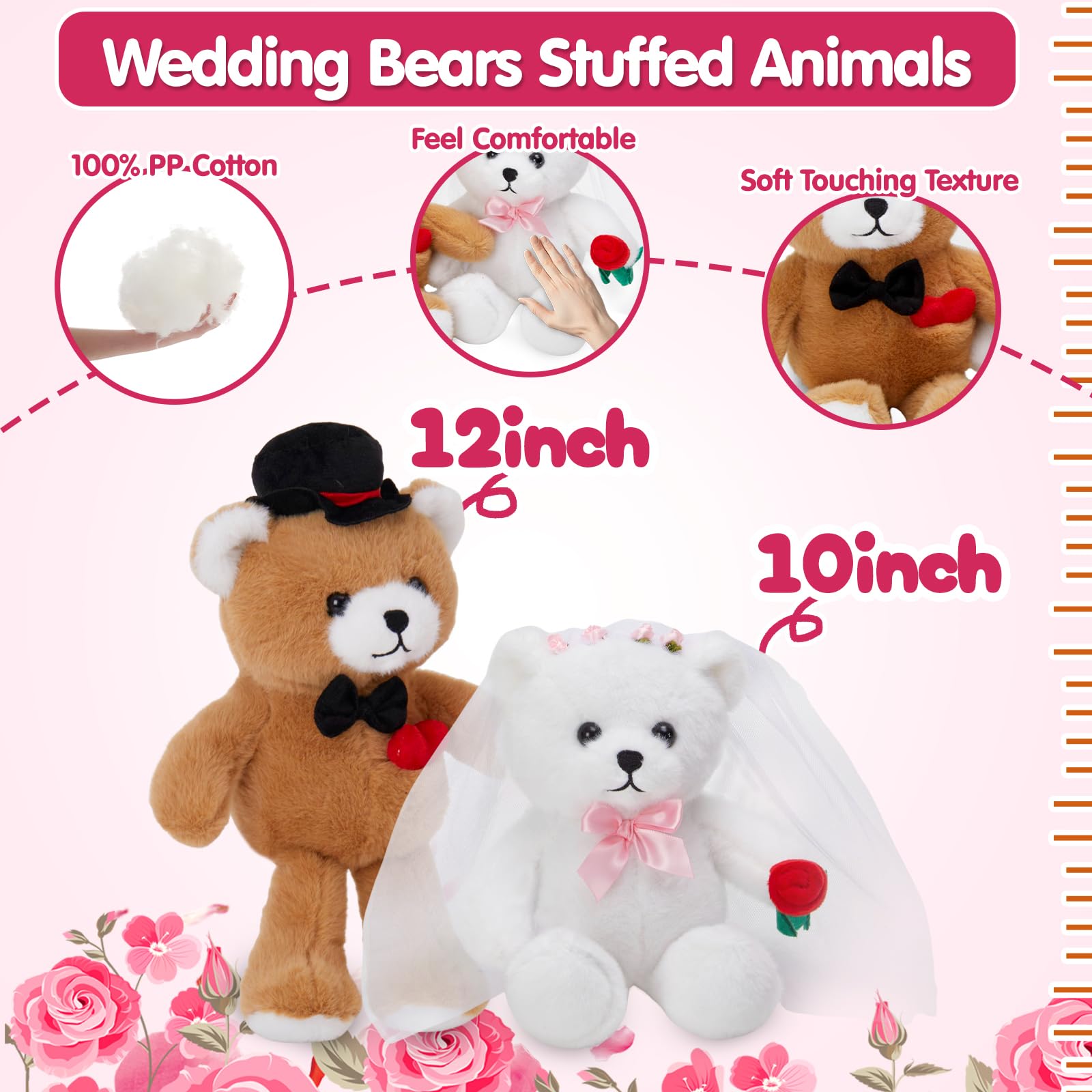 WEWILL bride bear with veil and rose, a charming keepsake for the day.
