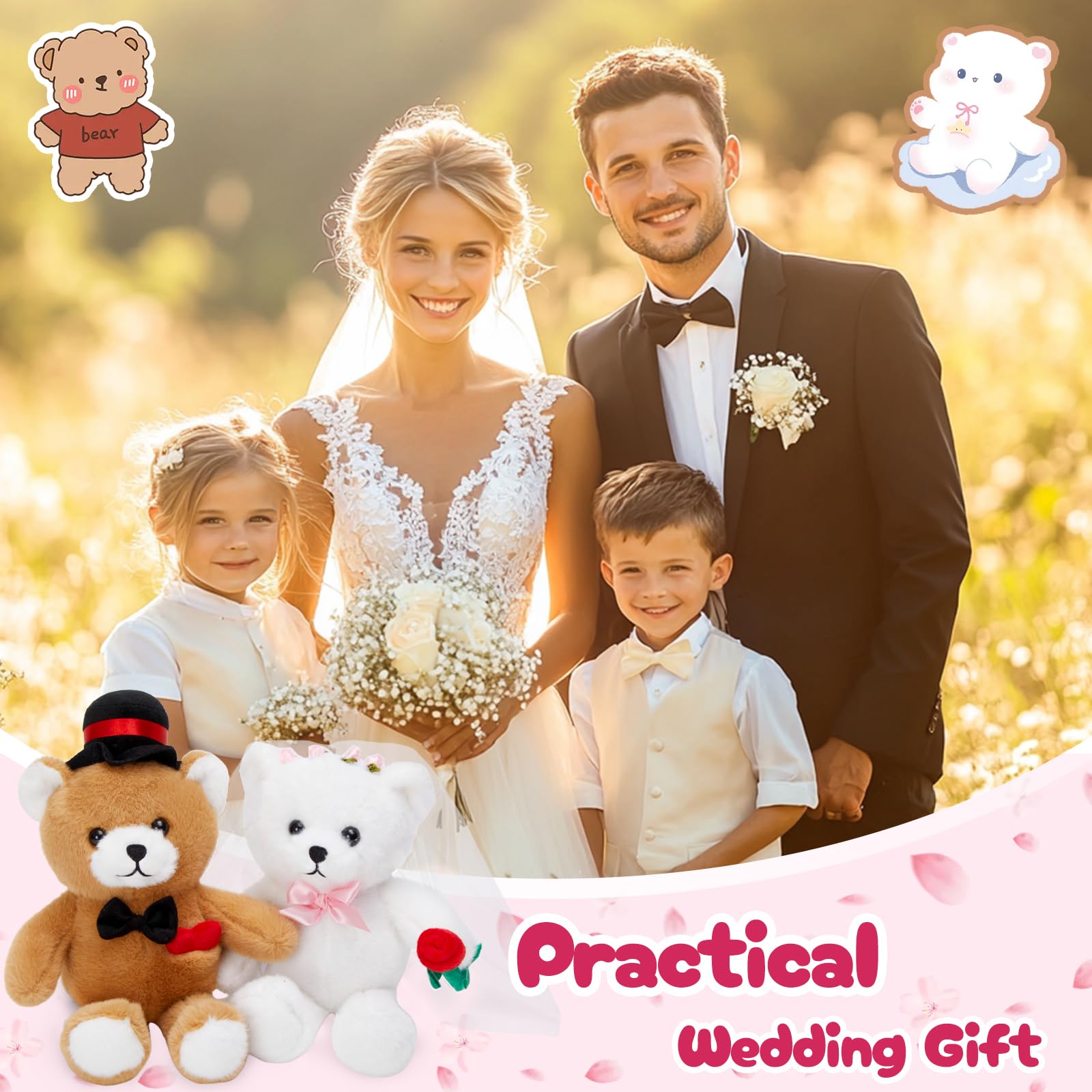 WEWILL groom bear with top hat, a cute centerpiece for celebrations.
