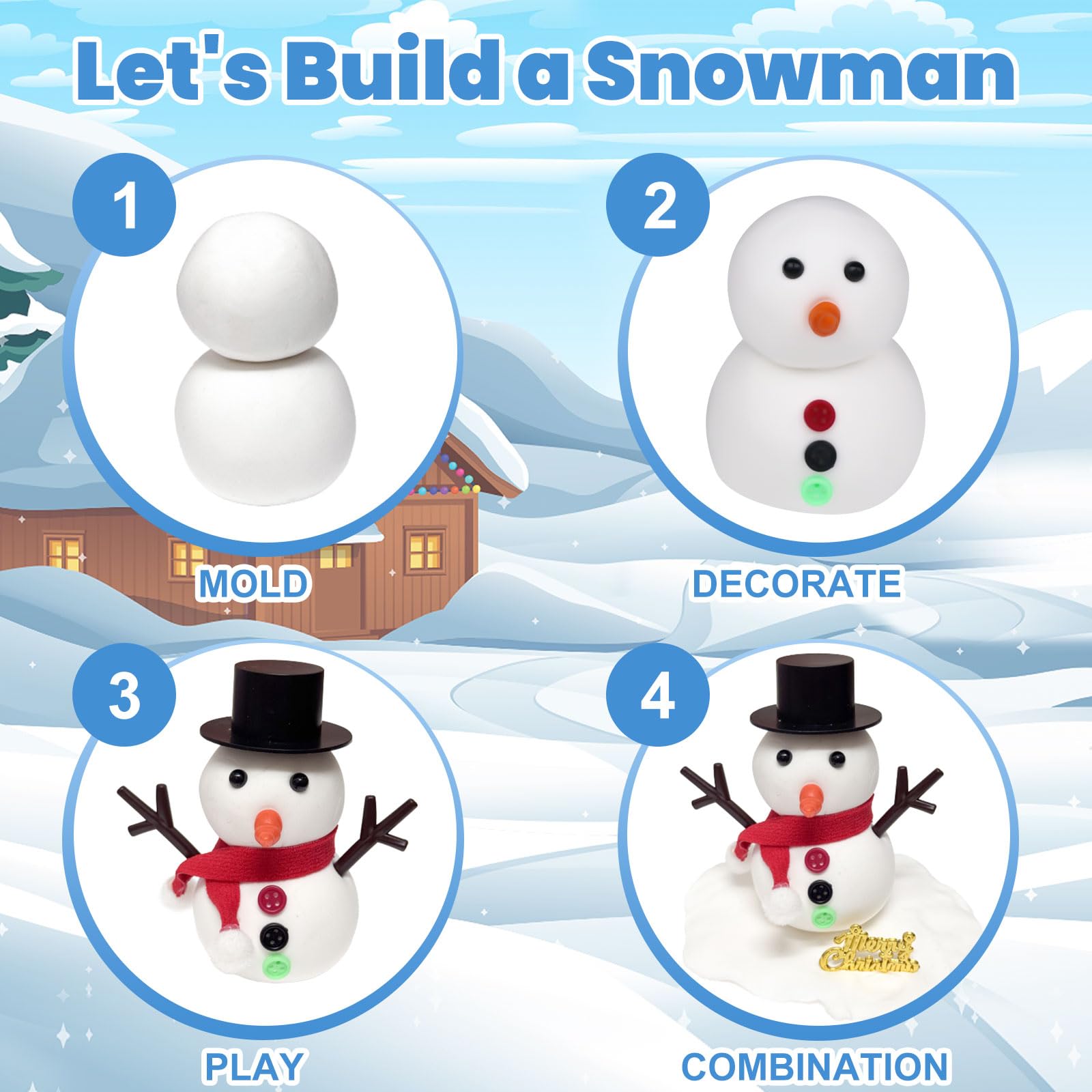 Wewwewa Snowman facial features with eyes and nose for character