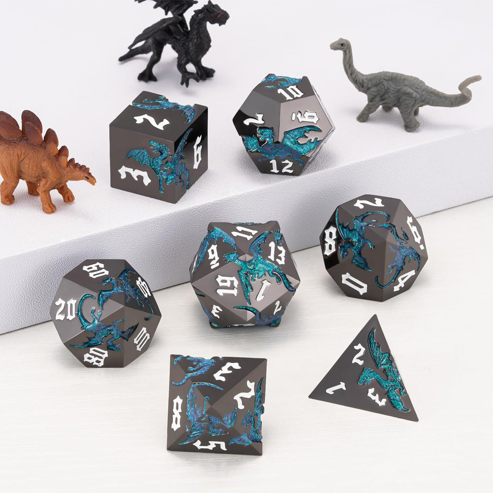 weyano Metal polyhedral dice matte finish close-up emphasizes premium feel during sessions.