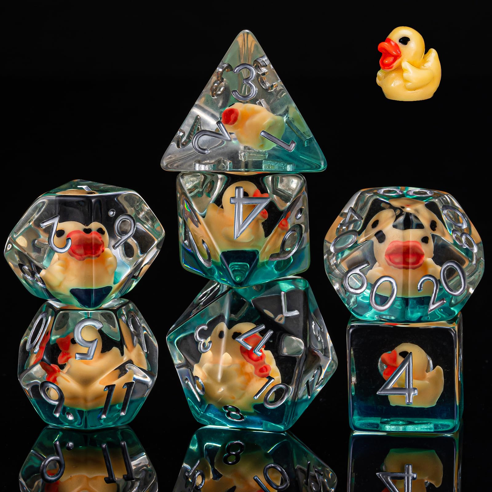 Weyano resin D10 die with yellow duck fill, legible digits for reliable skill checks