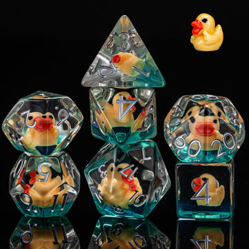 Weyano resin D10 die with yellow duck fill, legible digits for reliable skill checks