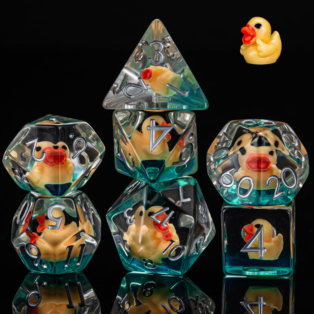 Weyano resin D10 die with yellow duck fill, legible digits for reliable skill checks