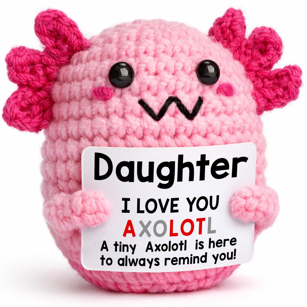 WEYON axolotl plush front view shows soft crochet texture for cozy hugs