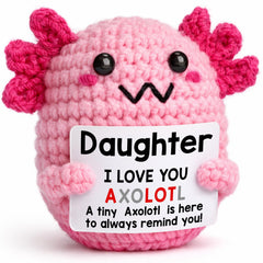 WEYON axolotl plush front view shows soft crochet texture for cozy hugs