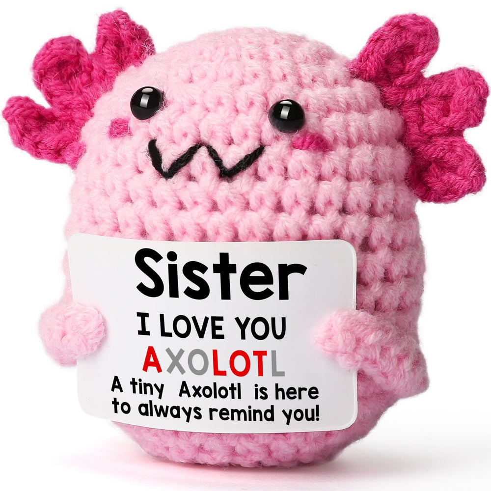 WEYON crochet axolotl sister gift plush, handmade charm for a cherished sister.
