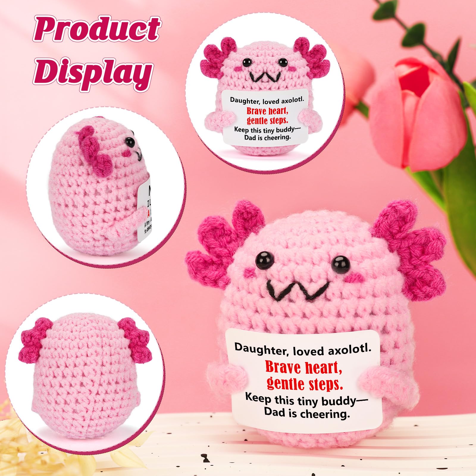 WEYON handcrafted axolotl plush with unique details and charm.
