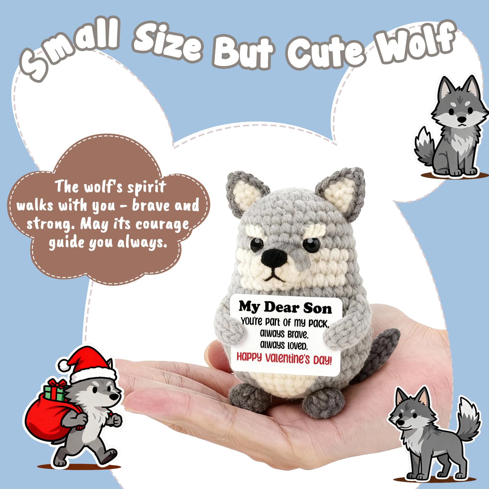 WEYON wolf plush with encouragement card provides a thoughtful school-day boost.