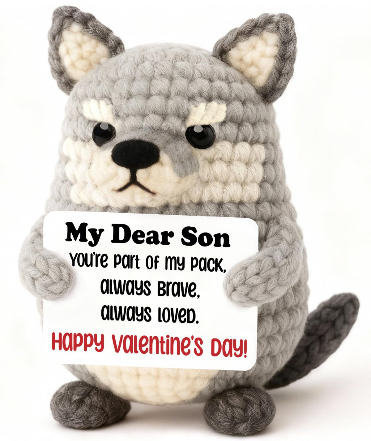 WEYON Valentine’s wolf plush mini desk decor offers a comforting desk companion.