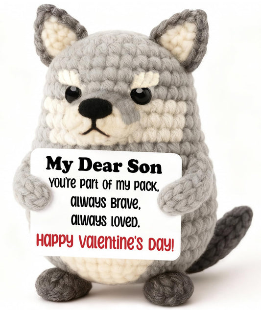 WEYON Valentine’s wolf plush mini desk decor offers a comforting desk companion.