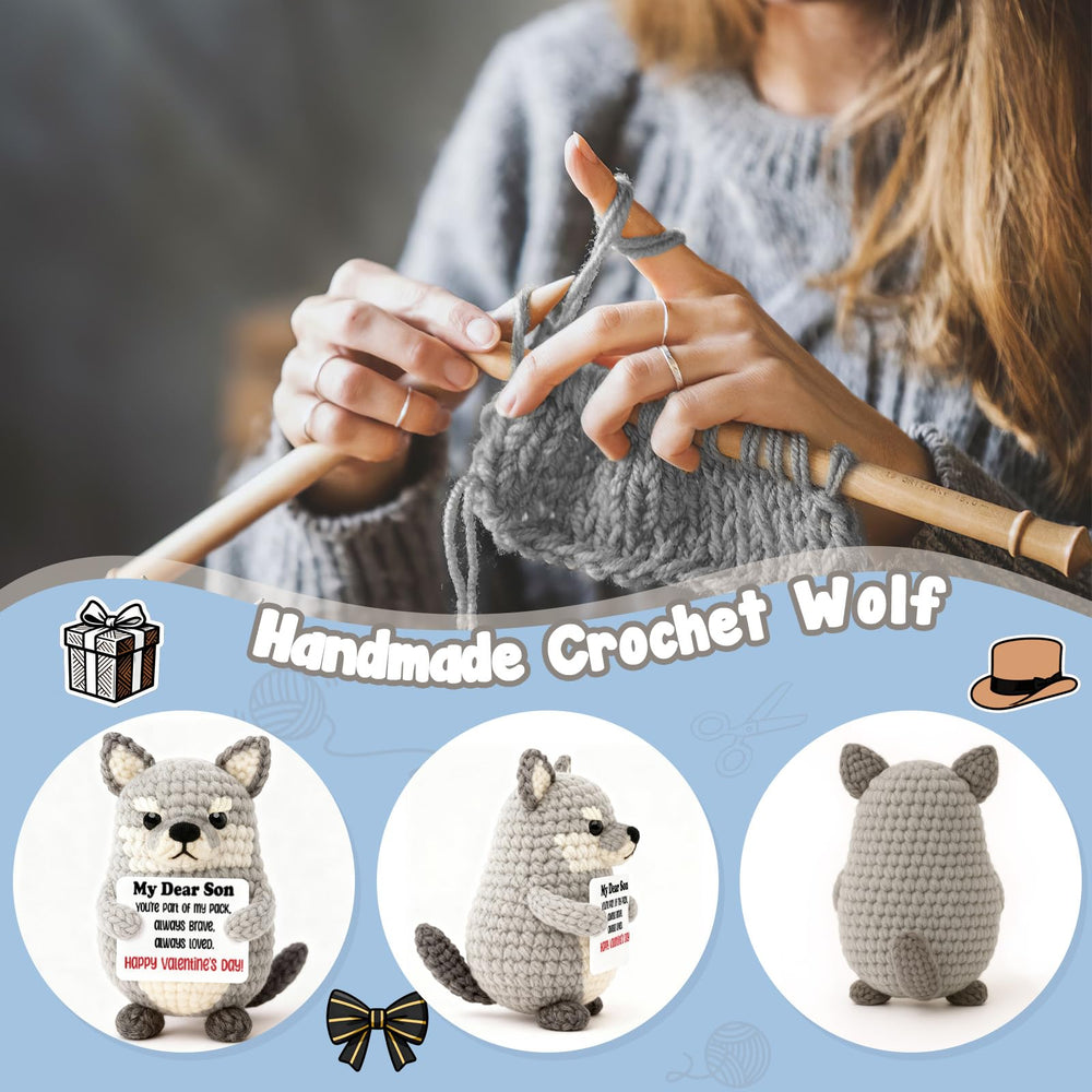 WEYON wolf plush soft yarn closeup highlights cozy texture and handmade charm.