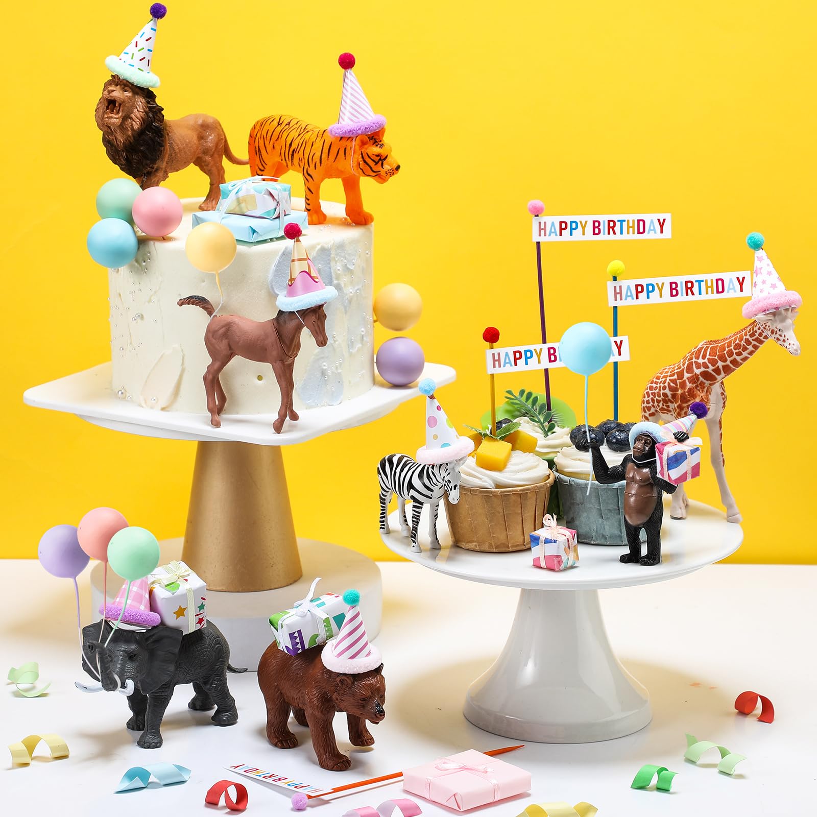 Weysat mini party hats decorative set adds playful flair to cupcakes and desserts.