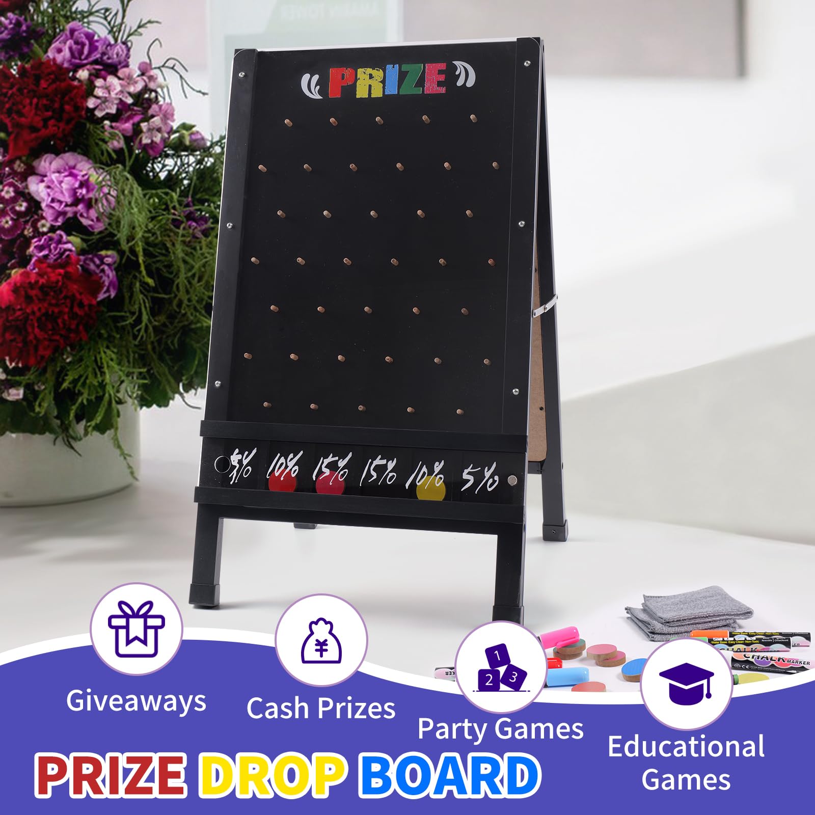 Wfunrite Prize Drop Board back double-sided design for customized rules and prizes