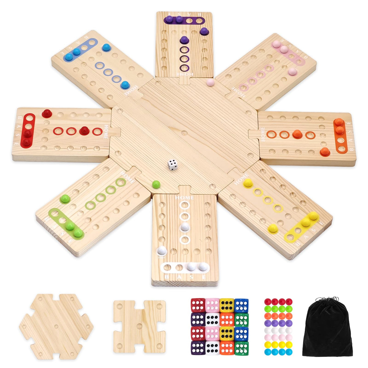 WGYKLRL wooden board game showing the 8-person hub for large groups