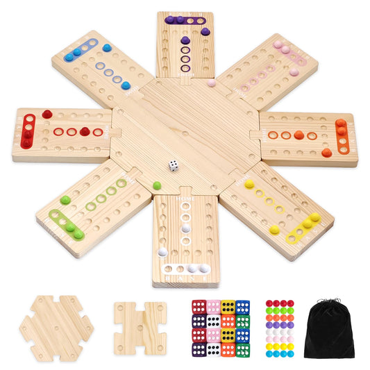 WGYKLRL wooden board game showing the 8-person hub for large groups