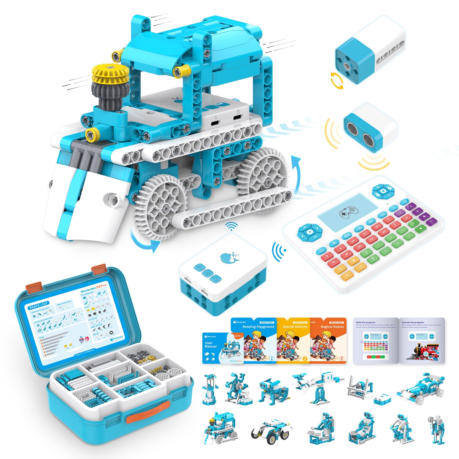 WhalesBot D3 Pro with WeCode Pad for screen-free coding and focused learning.