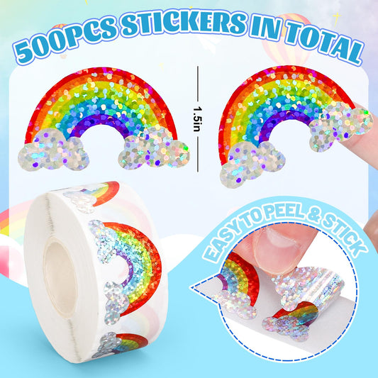 Whaline laser rainbow stickers close-up showing glitter finish for crafts