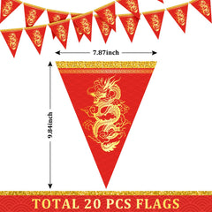 Whaline red and gold dragon banner for home or office celebrations.