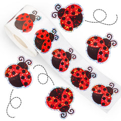 Whaline Summer Ladybug stickers roll shows vibrant red and black design for classroom rewards.