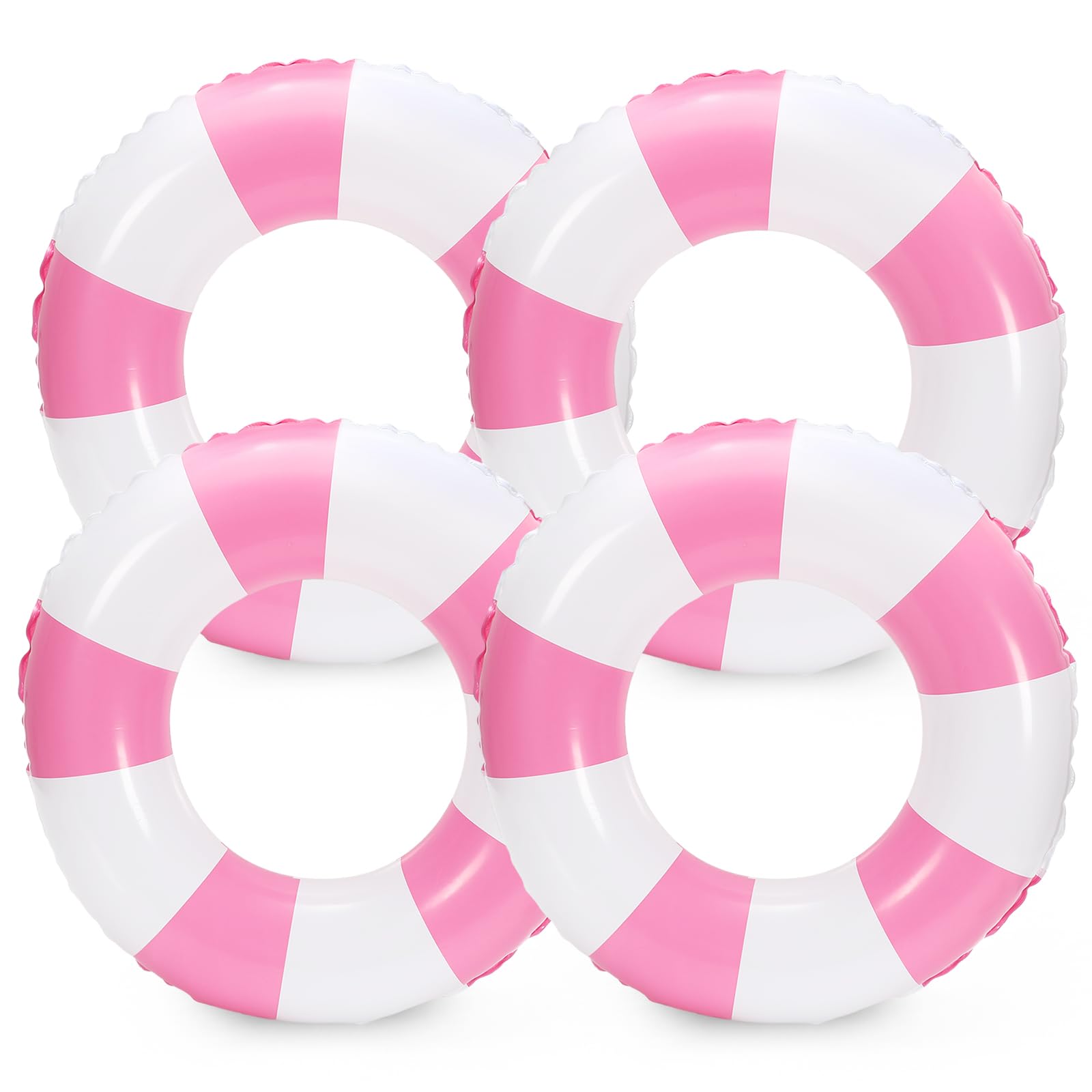 Whaline white pink striped swim float in 22.8 inch size for kid-friendly pool fun