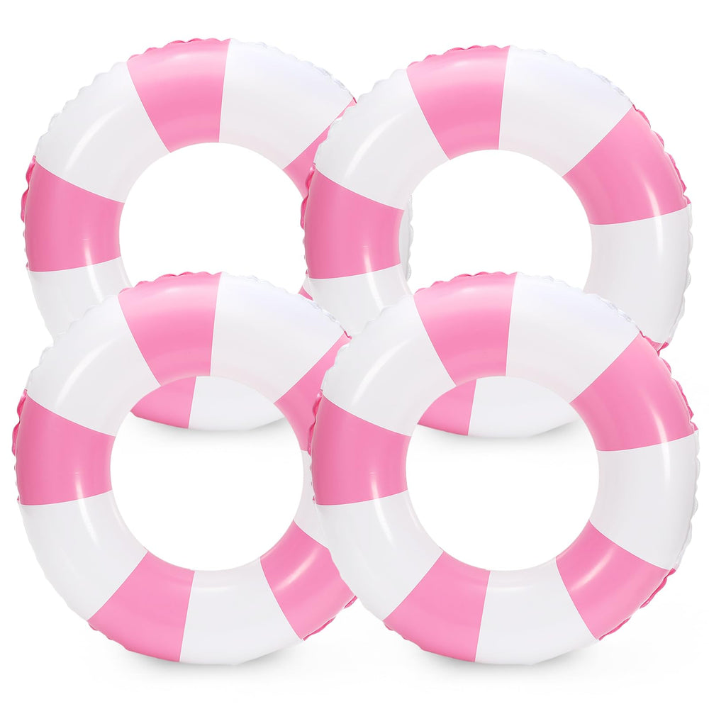 Whaline white pink striped swim float in 22.8 inch size for kid-friendly pool fun