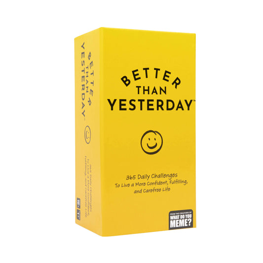 What Do You Meme? Better Than Yesterday card deck showcasing daily prompts for reflection