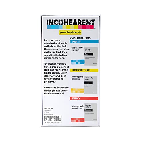 WHAT DO YOU MEME Incohearent Edition 2 detailed cards showcase bold pop-culture prompts