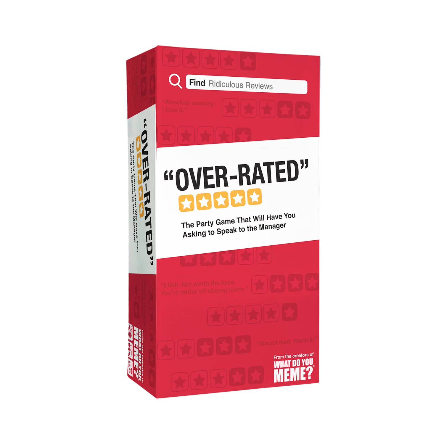 WHAT DO YOU MEME? Over-Rated game box, perfect for party nights and laughs.