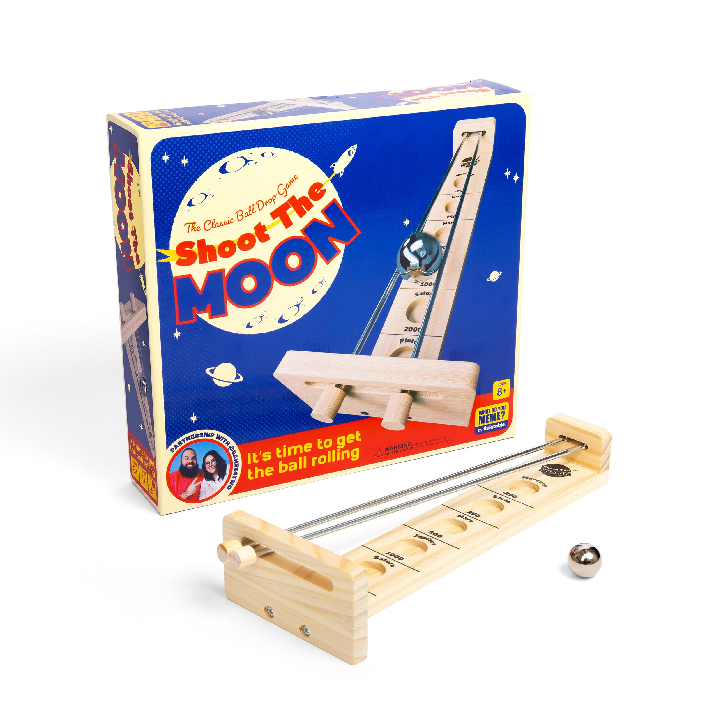 WHAT DO YOU MEME Shoot The Moon metal ball for gravity-themed play indoors and outdoors