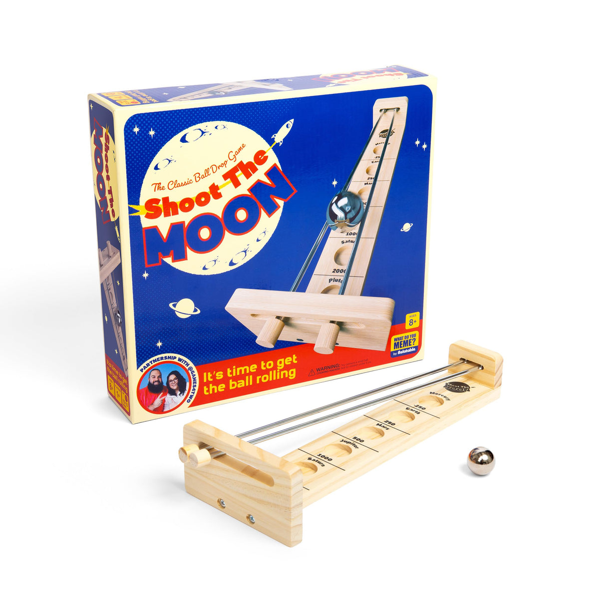 WHAT DO YOU MEME Shoot The Moon metal ball for gravity-themed play indoors and outdoors