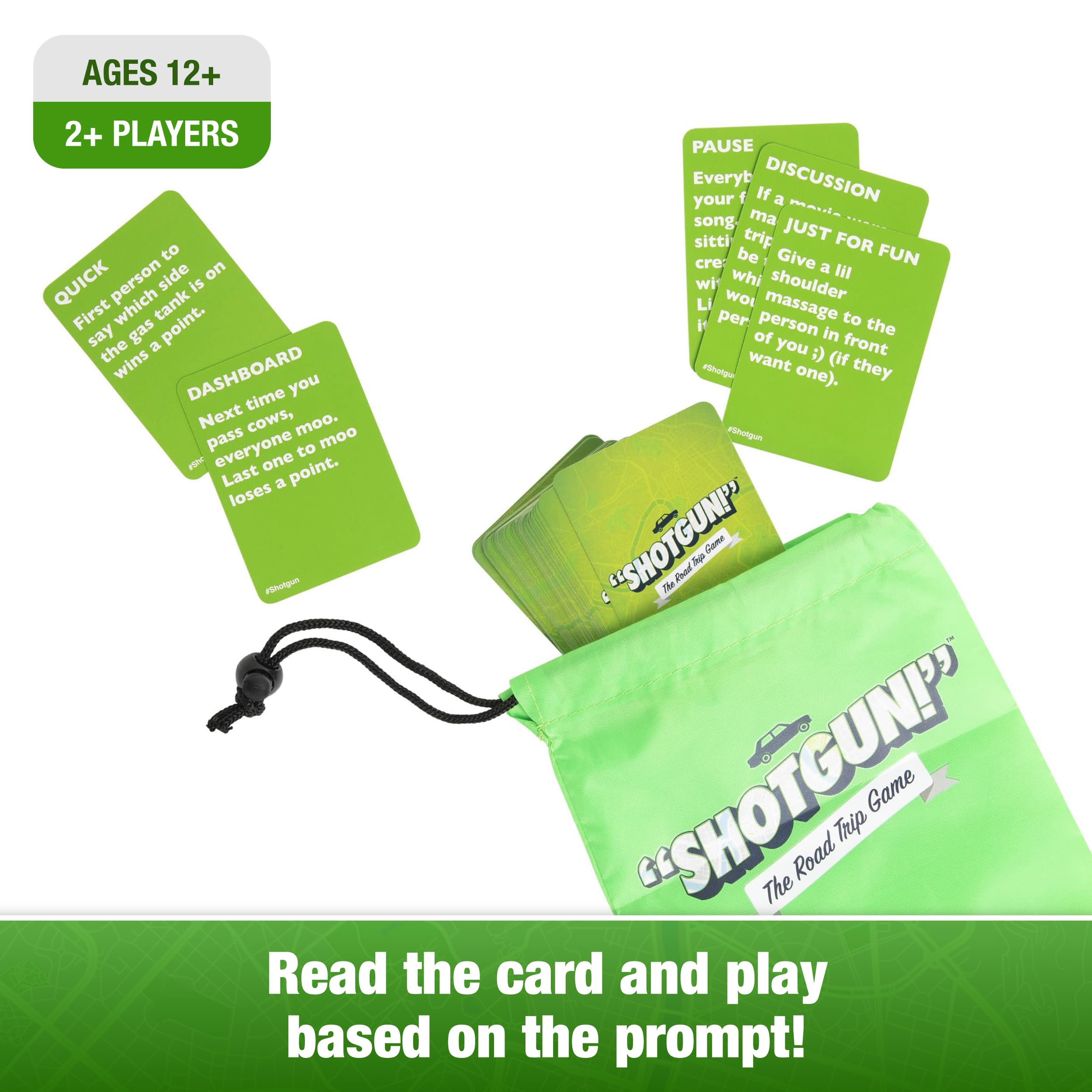 What Do You Meme? Shotgun 200-card deck fuels creative road trip prompts.