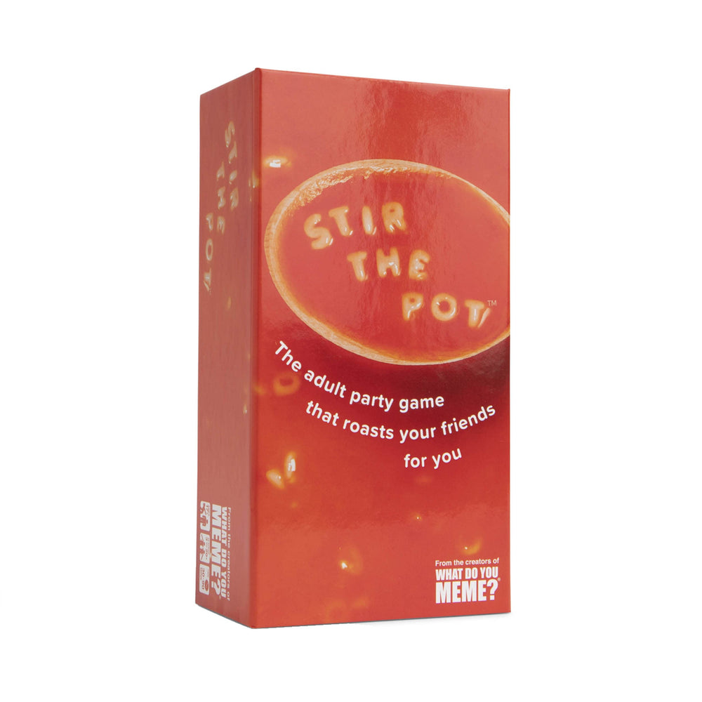 WHAT DO YOU MEME Stir The Pot box cover for lively adult game nights.