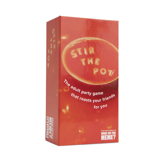 WHAT DO YOU MEME Stir The Pot box cover for lively adult game nights.