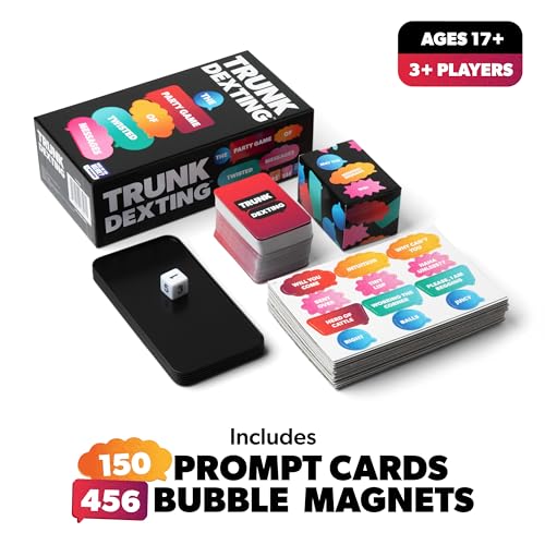 What Do You Meme? Trunk Dexting dice and cards in action for goofy replies.