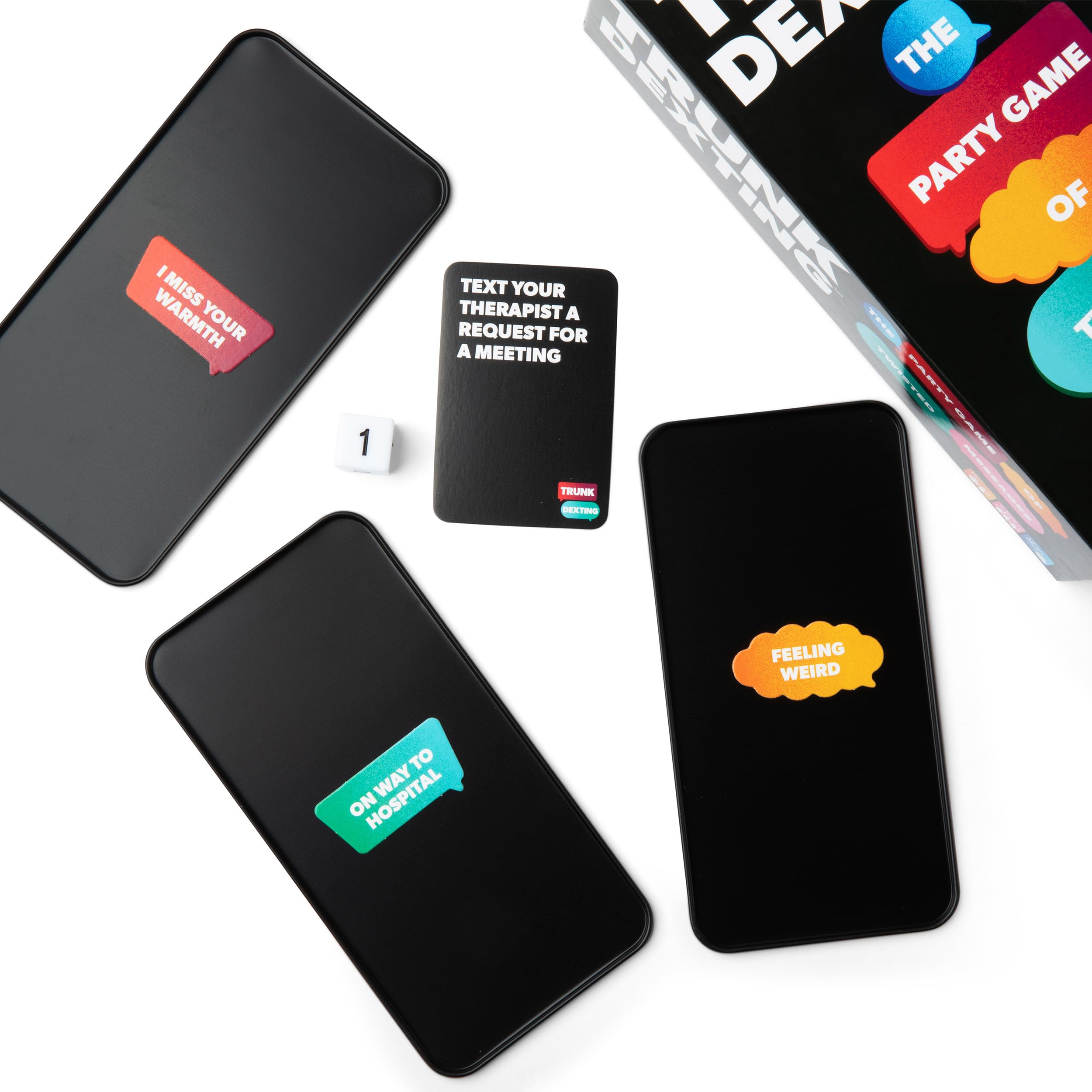 What Do You Meme? Trunk Dexting friends laughing during a lively game night.