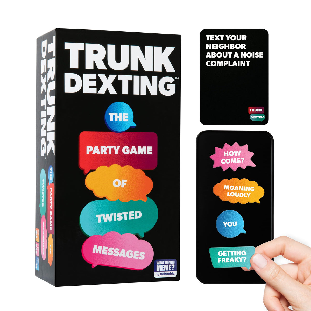 What Do You Meme? Trunk Dexting magnets on fridge for easy display during game nights.