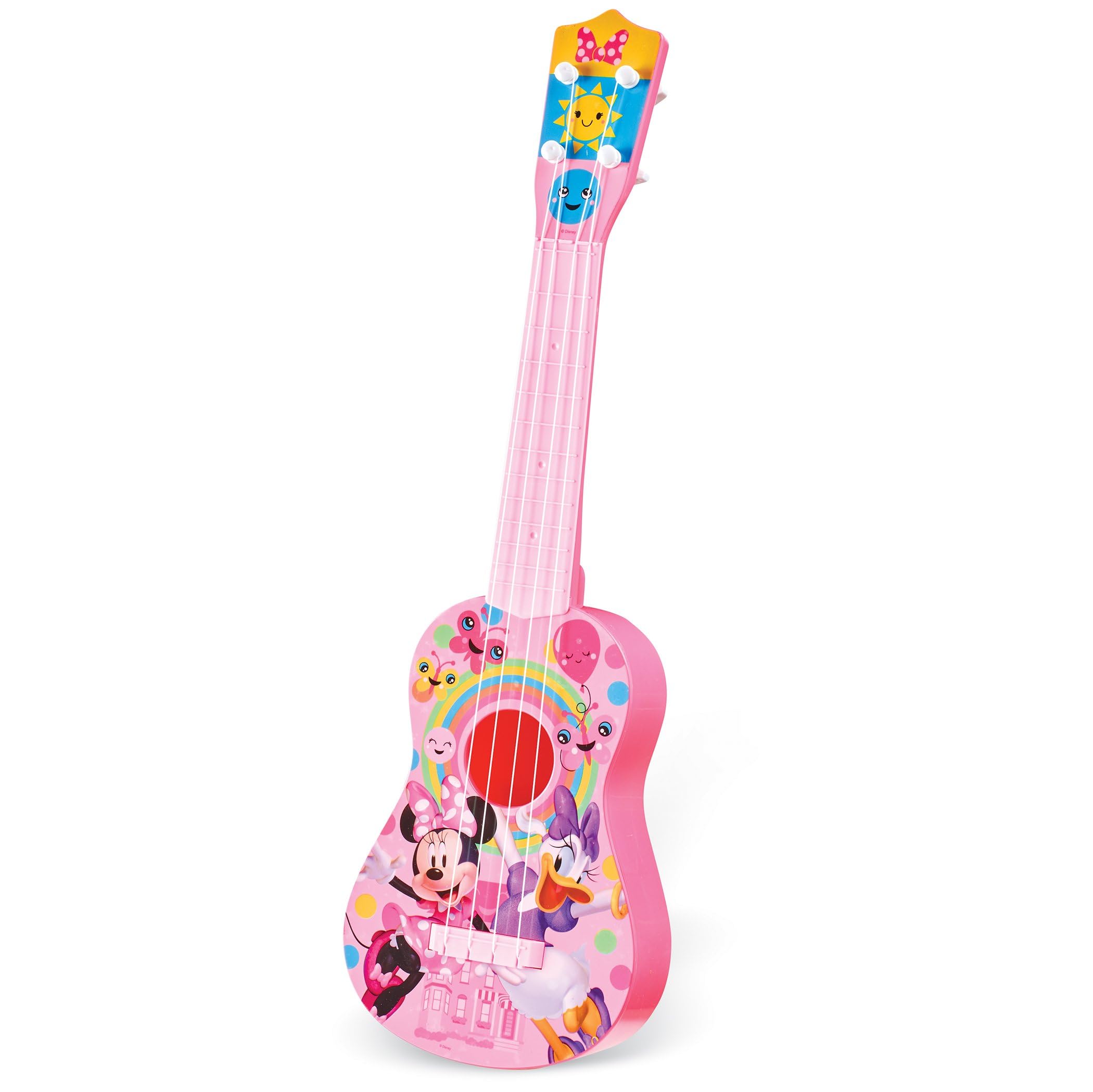 What Kids Want Disney Minnie Mouse kids guitar in pink, full 21.5-inch model for beginners.