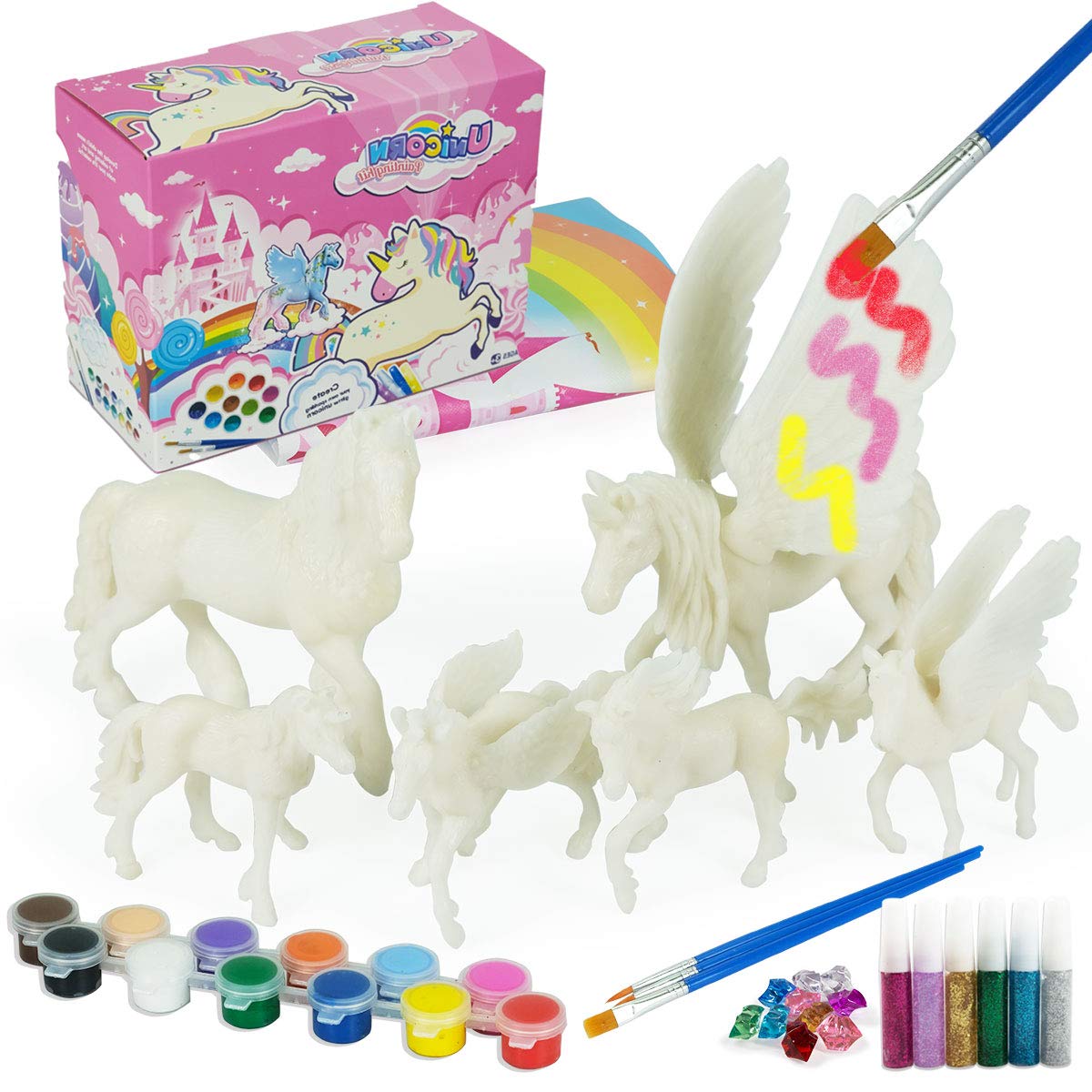 Whatstem unicorn paint kit with six unicorns for colorful coloring sessions
