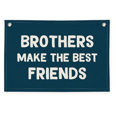 Wheatwin boys banner navy flag front view for stylish nursery decor.
