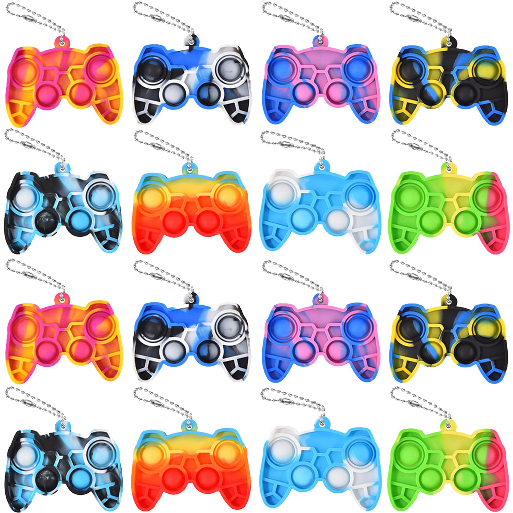 WHGAMNCE mini pop fidget keychain set in bright colors for on-the-go play