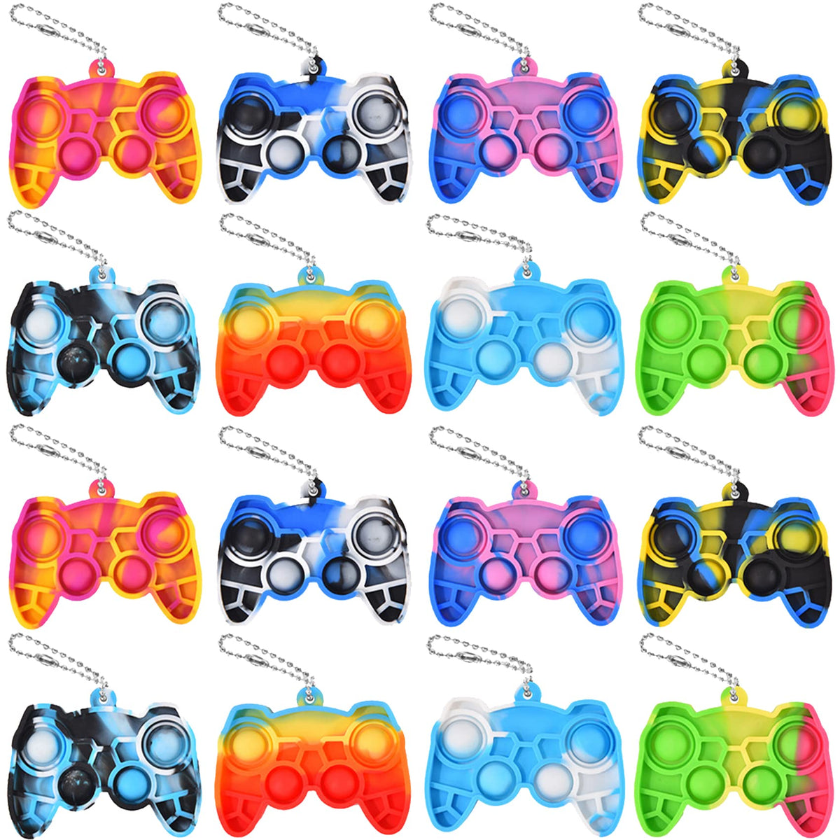 WHGAMNCE mini pop fidget keychain set in bright colors for on-the-go play