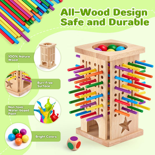 WhimsiPlay 42 colorful sticks for stacking and color sorting fun