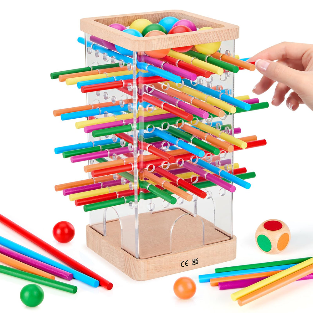 WhimsiPlay Montessori board game sticks and dice ready for learning through play