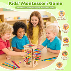 WhimsiPlay wooden tower centerpiece for stable game setup on tabletop