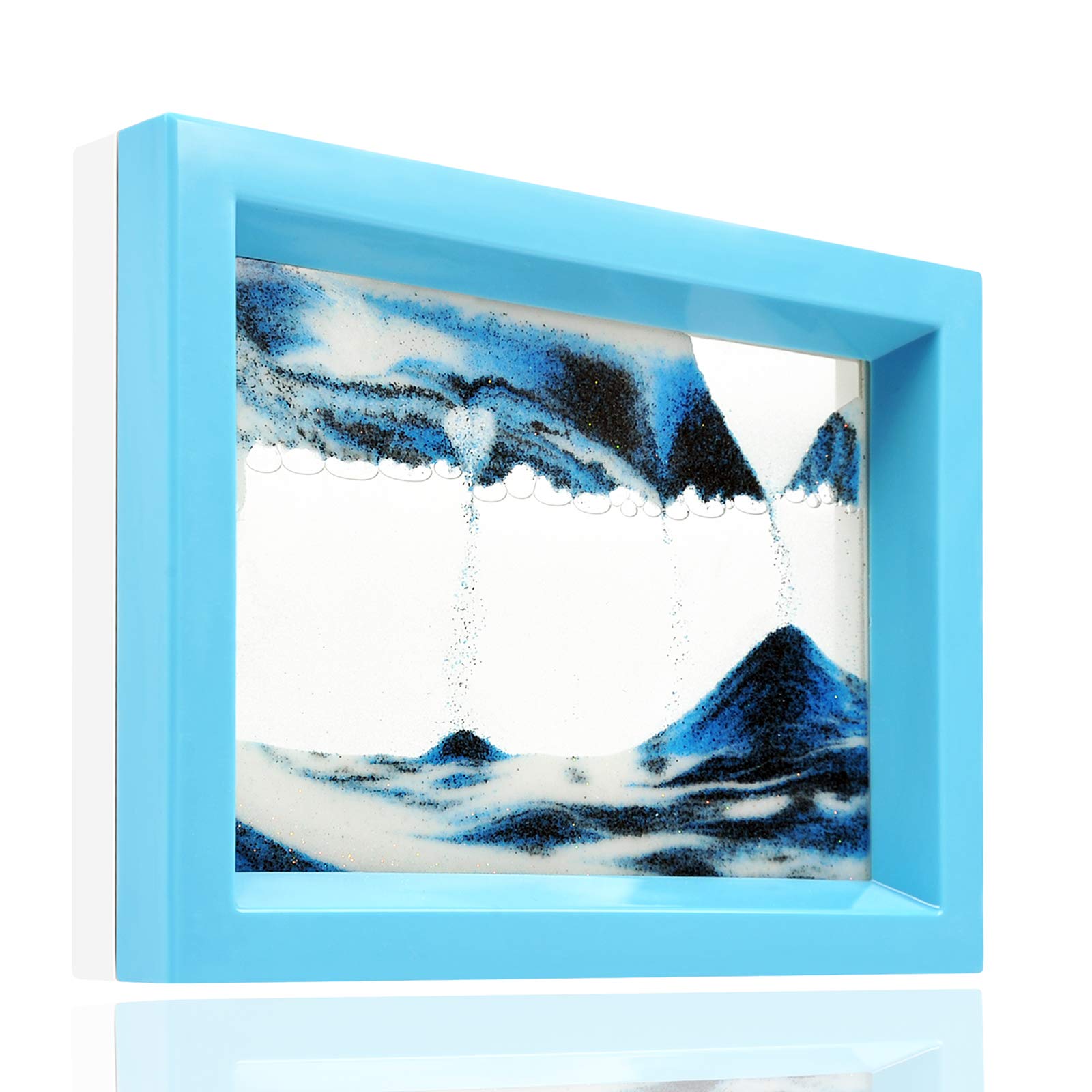 Whimsyyy Moving Sand Art Ocean Heart Blue offers calming desk visuals for focus.