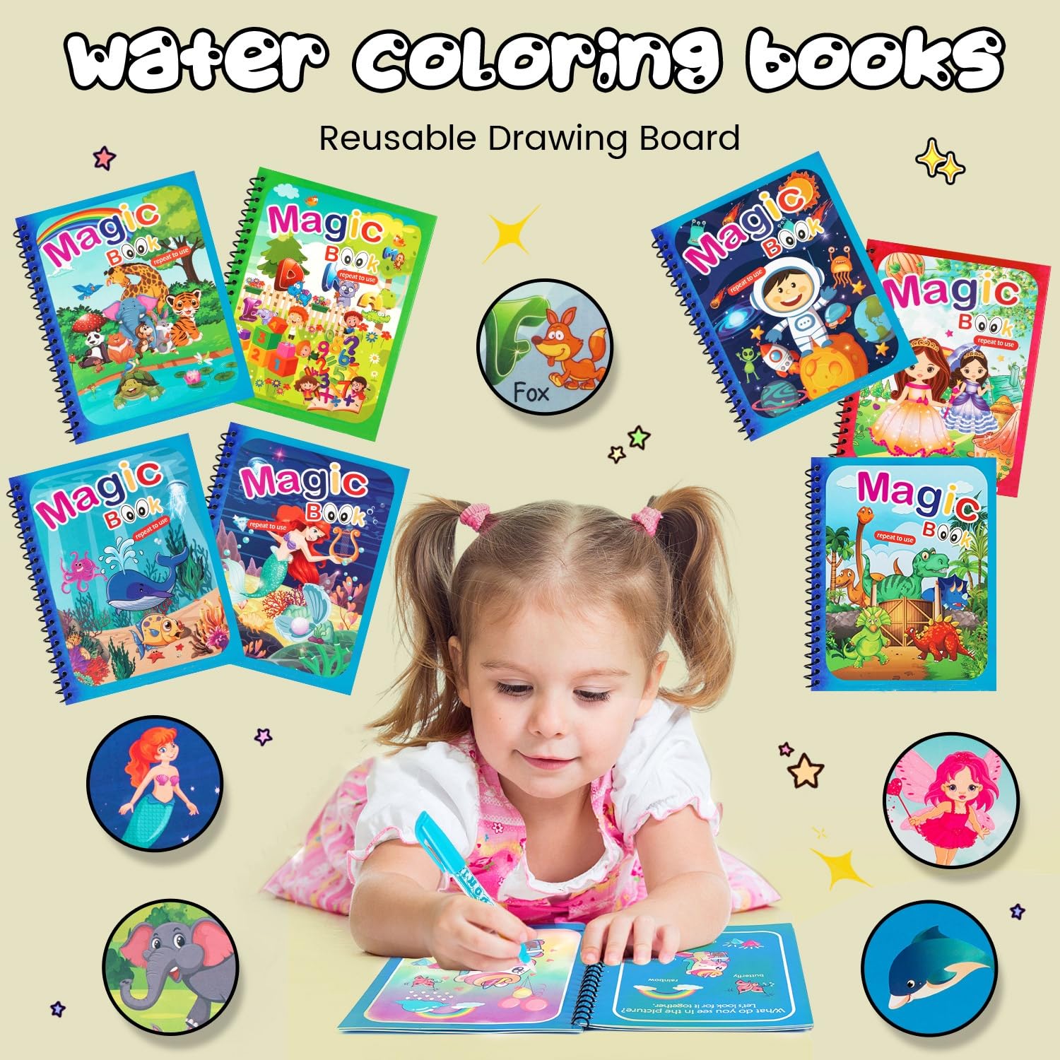 WhistenFla water color book princess for gentle color exploration