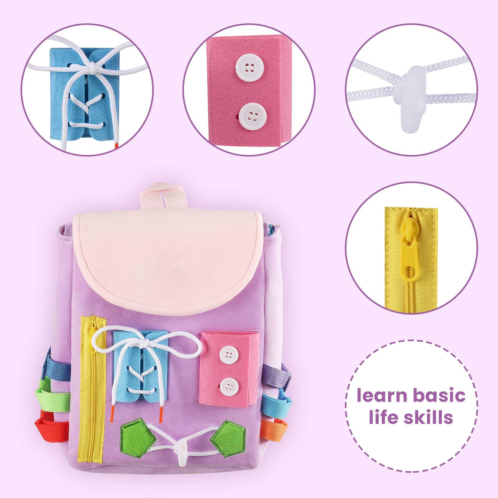 WHITE DOLPHIN TOYS Busy Board Fine Motor Development close-up of hand movements