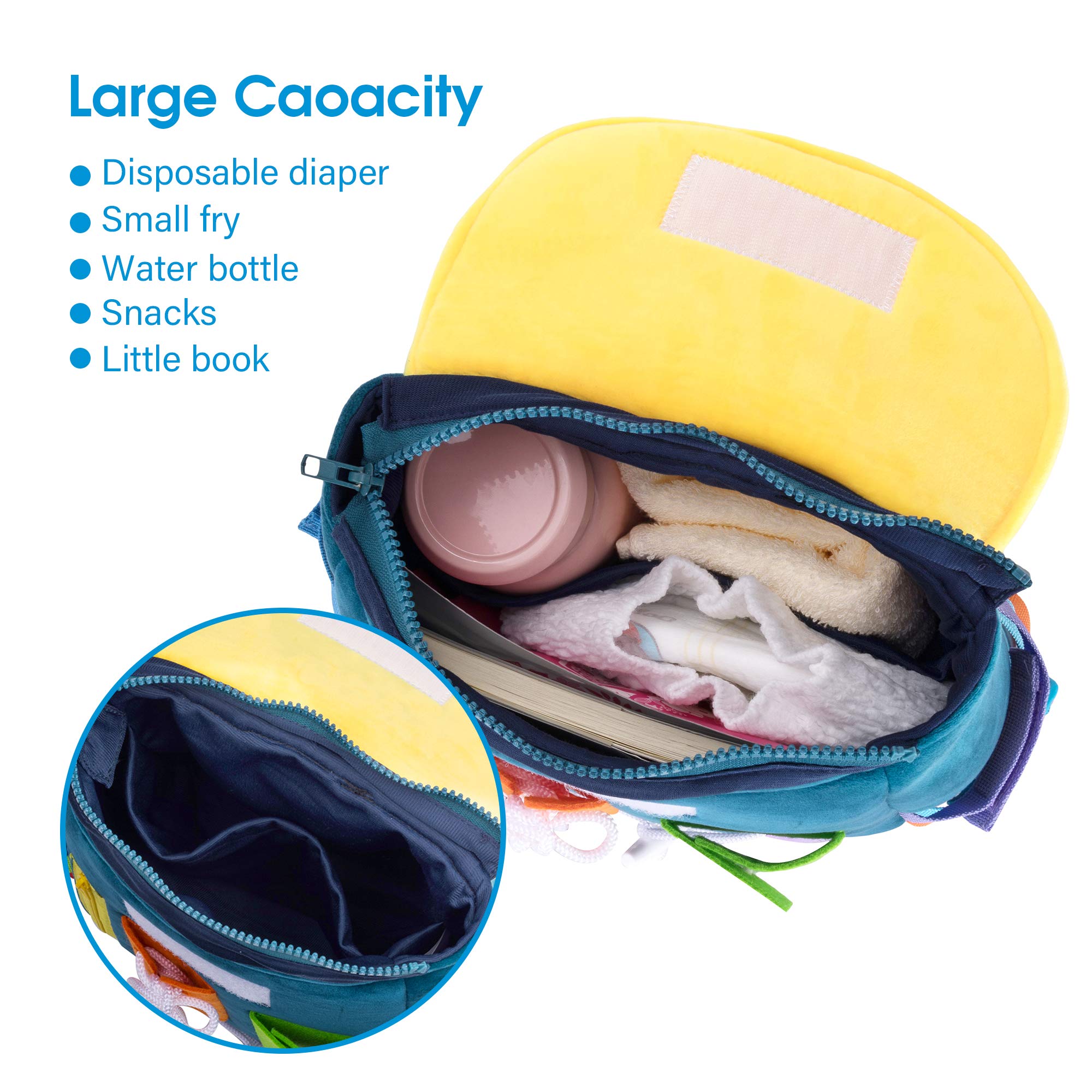 White Dolphin Toys Busy Board large-capacity compartment for travel essentials