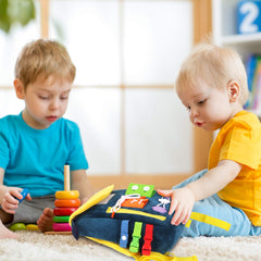 White Dolphin Toys Busy Board machine washable for easy cleanup after adventures